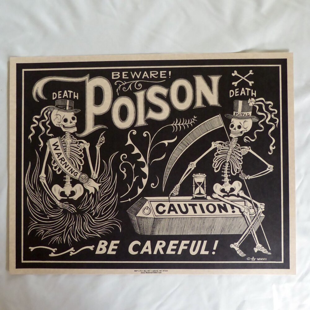 NEW 17” x 22” MADAME TALBOT SKELETON POISON DEATH COFFIN GOTHIC LITHOGRAPH PRINT